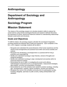 Anthropology Department of Sociology and Anthropology Sociology