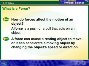 How do forces affect the motion of an object? A force is a push or a