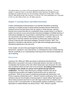 Chapter 4: Learning Theory and Online Instruction