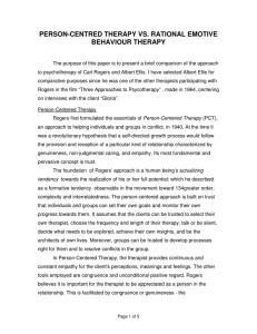 person-centred therapy vs. rational emotive behaviour