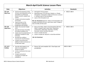 March-April Earth Science Lesson Plans Date Objectives Activities