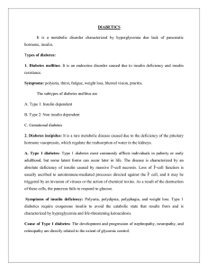 DIABETICS It is a metabolic disorder characterized by