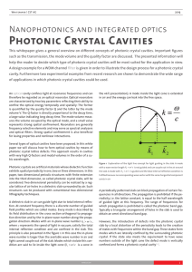 Photonic Crystal Cavities - Nanophotonics and integrated optics
