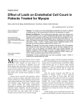 Effect of Lasik on Endothelial Cell Count in Patients Treated for Myopia