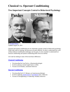 Classical v Operant Conditioning Handout