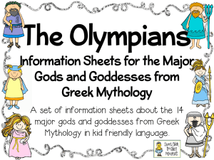 Information Sheets for the Major Gods and Goddesses from Greek