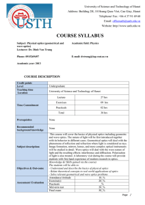 Optics - USTH Moodle - University of Science and Technology