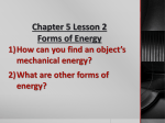 Mechanical Energy - Miss Burnett`s 6th grade Classroom