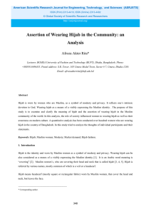 Assertion of Wearing Hijab in the Community: an Analysis