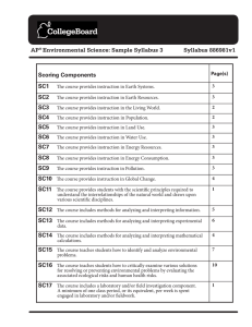 AP® Environmental Science: Sample Syllabus 3 Syllabus 886981v1