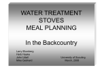 WATER TREATMENT STOVES MEAL PLANNING for the