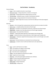 2nd 6 Weeks - Forms of Energy, Circuits and Force