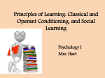Principles of Learning: Classical and Operant Conditioning, and