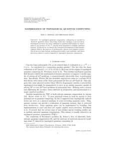 MATHEMATICS OF TOPOLOGICAL QUANTUM COMPUTING 1