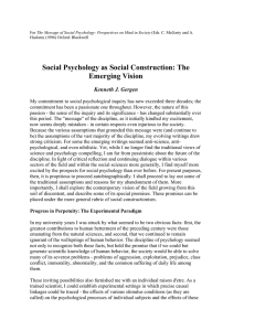 Social Psychology as Social Construction: The Emerging Vision