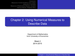 Chapter 2: Using Numerical Measures to Describe Data