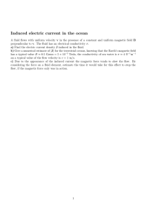 Induced electric current in the ocean