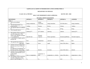 Heat and Thermodynamics 300 MCQ