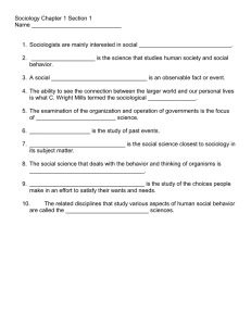 Sociology Chapter 1 Section 1