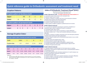 Quick reference guide to Orthodontic assessment and treatment need
