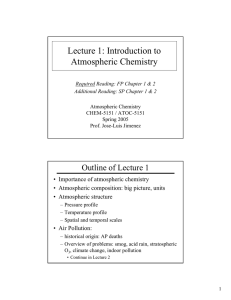 Lecture 1: Introduction to Atmospheric Chemistry