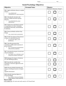 Social Psychology Objectives