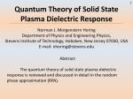 Quantum Theory of Solid State Plasma Dielectric Response