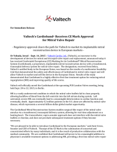 For Immediate Release Valtech`s Cardioband® Receives CE Mark