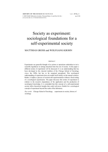Society as experiment: sociological foundations for a self