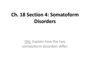 Ch. 18 Section 4: Somatoform Disorders