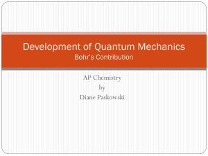 Development of Quantum Mechanics Bohr*s Contribution