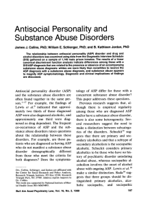 Antisocial Personality and Substance Abuse Disorders