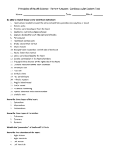 Cardiovascular Test - Student Review with Answers