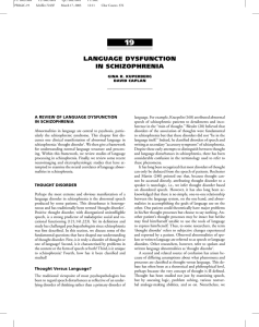 LANGUAGE DYSFUNCTION IN SCHIZOPHRENIA