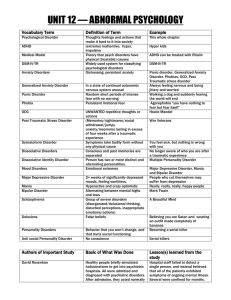 unit 12 — abnormal psychology