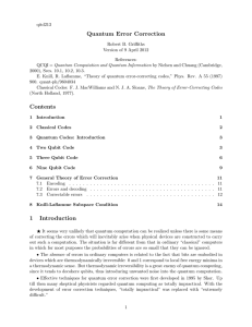 Quantum Error Correction - Quantum Theory Group at CMU