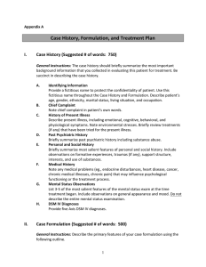 Case History, Formulation, and Treatment Plan