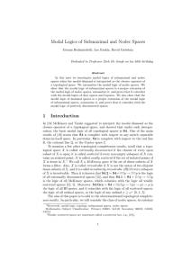 Modal Logics of Submaximal and Nodec Spaces 1 Introduction