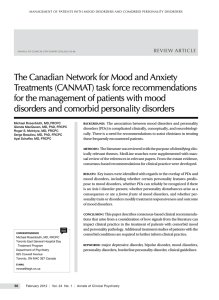 The Canadian Network for Mood and Anxiety Treatments (CANMAT