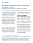 Potential Woody Species and Species Attributes for