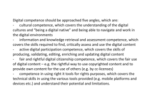 Digital Competence should be approached five angles, which
