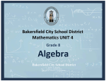Bakersfield City School District Mathematics UNIT 4 Grade 8