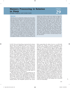 Memory Processing in Relation to Sleep