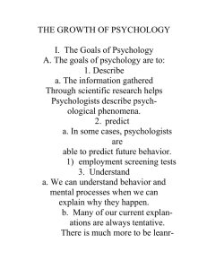 THE GROWTH OF PSYCHOLOGY