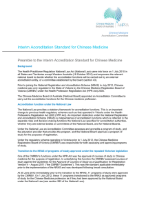 Accreditation Standard - Chinese Medicine Board of Australia