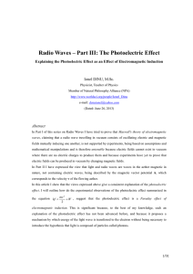 Radio Waves – Part III: The Photoelectric Effect