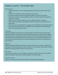 Chapter 4, Lesson 2: The Periodic Table