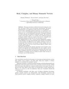 Real, Complex, and Binary Semantic Vectors