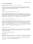 Section A.6 Notes Page 1 A.6 Solving Equations