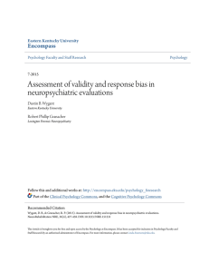 Assessment of validity and response bias in neuropsychiatric